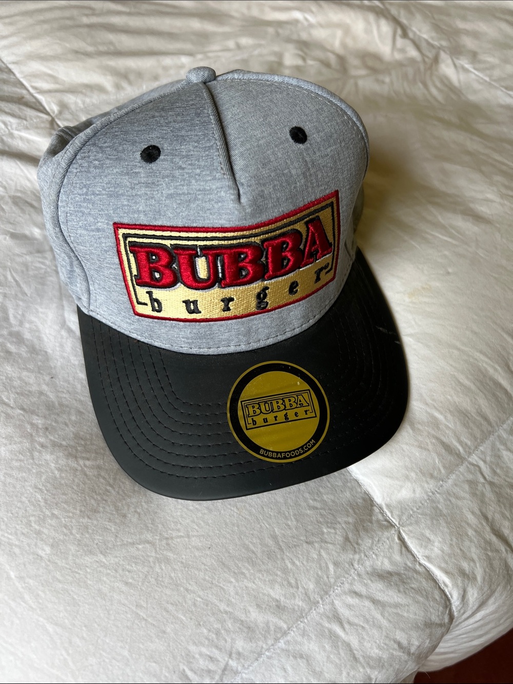 Bubba Burger Snapback Hat in Grey and Black